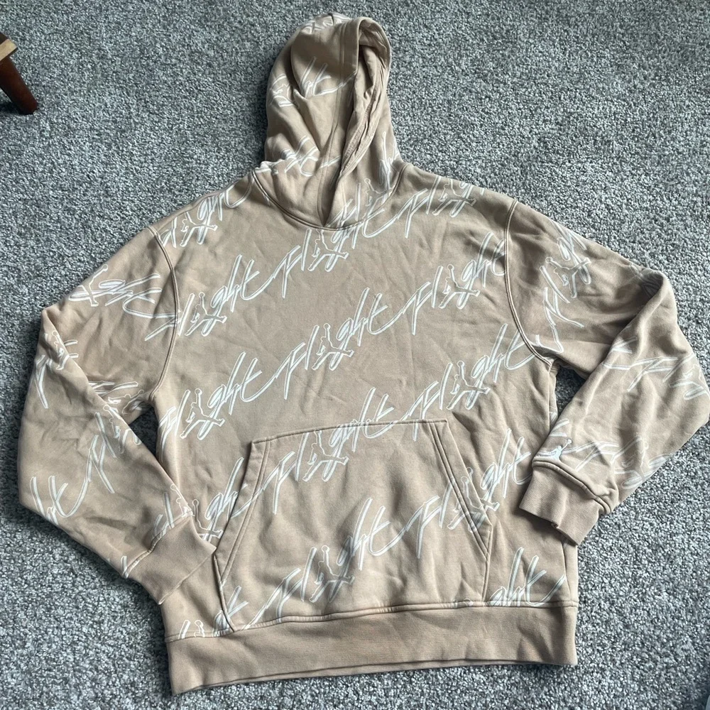 Air Jordan Essentials Flight All Over Print Men’s‎ Pullover Hoodie Khaki Size M